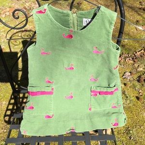 Lilly Pulitzer corduroy jumper pink trim & whales